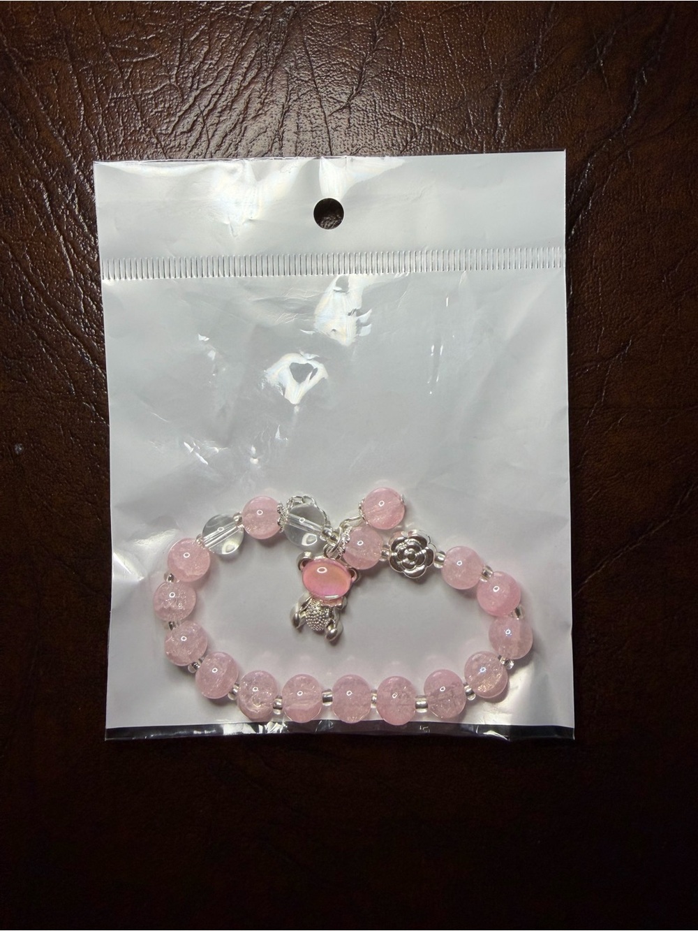 Pink Beaded Charm Bracelet